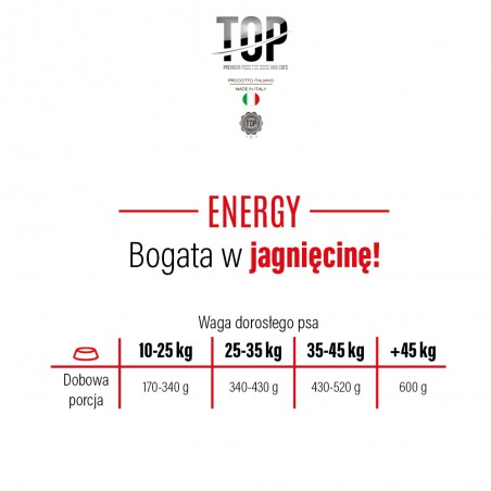 TOP Premium Food Adult Dog Energy M/L 20kg z jagnięciną