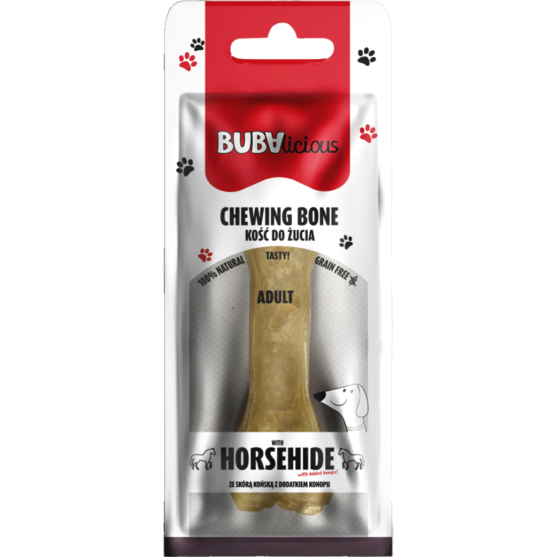 BUBAlicious Kość Adult ze skórą końską z dodatkiem konopi 12cm 3973