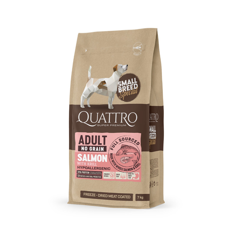 QUATTRO Adult No Grain small breed SALMON&KRILL bezzbożowa karma dla psa
