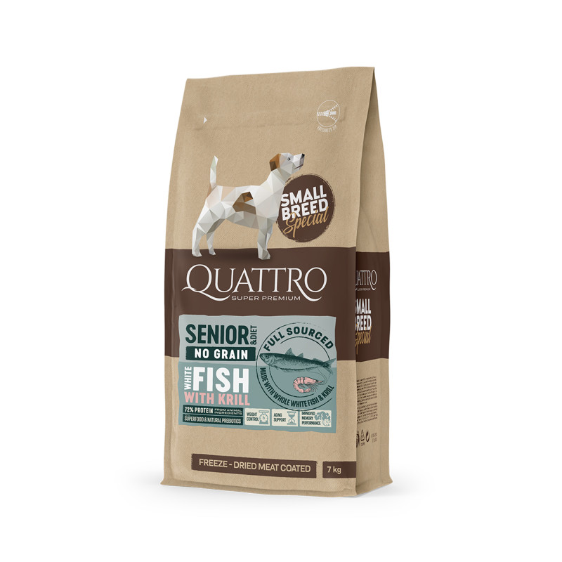 QUATTRO Senior No Grain small breed FISH&KRILL bezzbożowa karma dla psa