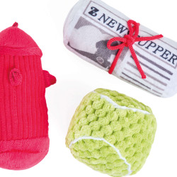 ZippyPaws pluszowe zabawki dla psa Gazeta & Piłka & Hydrant ZP1105