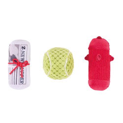 ZippyPaws pluszowe zabawki dla psa Gazeta & Piłka & Hydrant ZP1105
