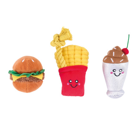 ZippyPaws pluszowe zabawki dla psa Fast Food 3szt ZP1116