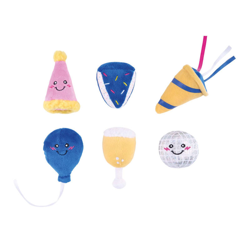 ZippyPaws pluszowe zabawki dla psa Urodzinowe Pluszaki 6szt ZP1622