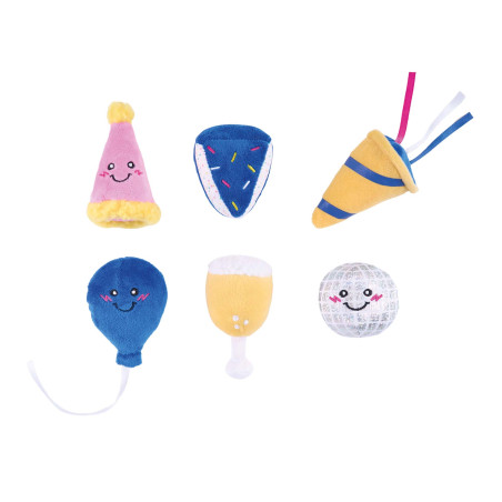 ZippyPaws pluszowe zabawki dla psa Urodzinowe Pluszaki 6szt ZP1622