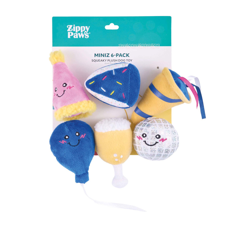 ZippyPaws pluszowe zabawki dla psa Urodzinowe Pluszaki 6szt ZP1622