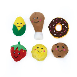 ZippyPaws pluszowe zabawki dla psa Miniz Multipack Jedzenie 6szt ZPC302