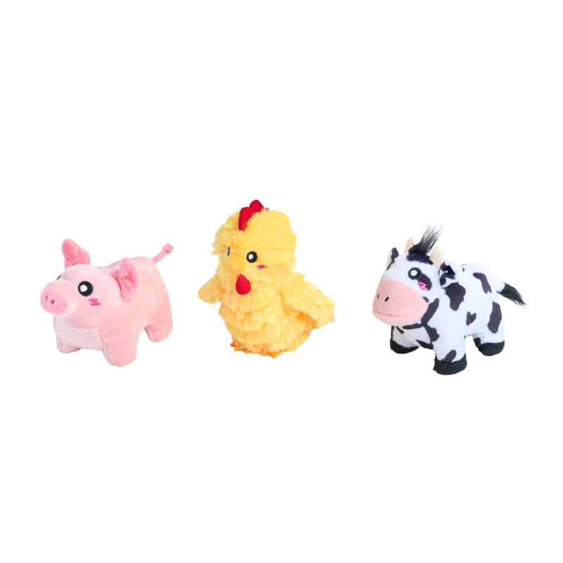 ZippyPaws Przyjaciele z farmy Miniz pluszowe piszczące zabawki dla psa 3szt ZP1109
