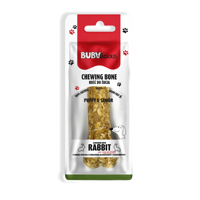 Bubalicious Kość Puppy & Senior o smaku królika z dodatkiem glukozaminy i chondroityny WSPARCIE STAWÓW 17cm 3717