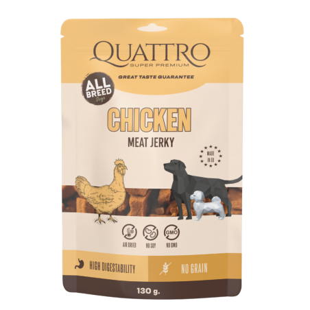 QUATTRO Adult No Grain Chicken – Przysmak z kurczakiem dla dorosłych psów 130 g