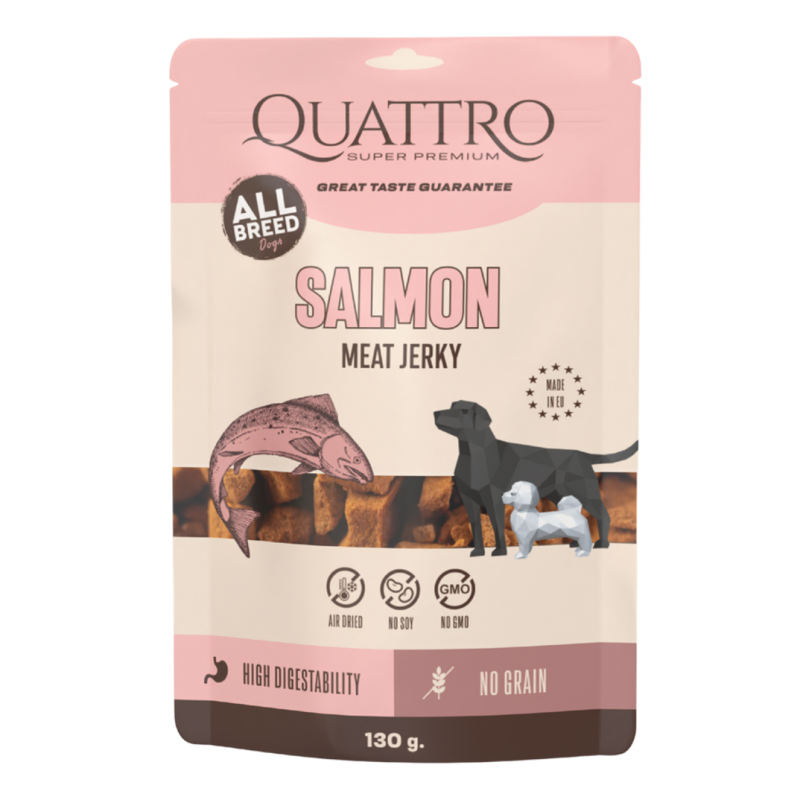 QUATTRO Adult No Grain Salmon – Przysmak z łososiem dla dorosłych psów 130 g