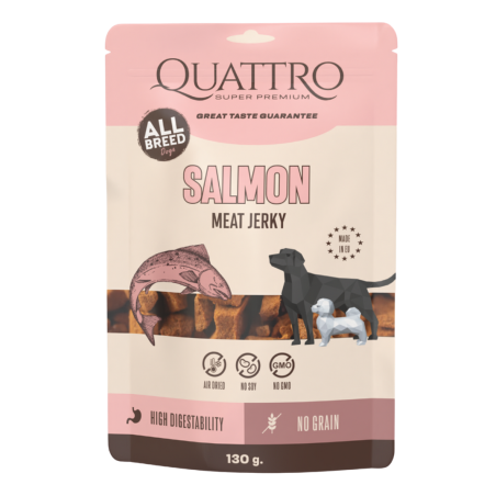 QUATTRO Adult No Grain Salmon – Przysmak z łososiem dla dorosłych psów 130 g