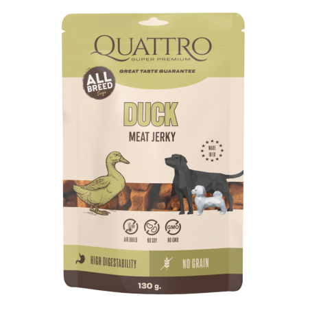 QUATTRO Adult No Grain Duck– Przysmak z kaczką dla dorosłych psów 130 g
