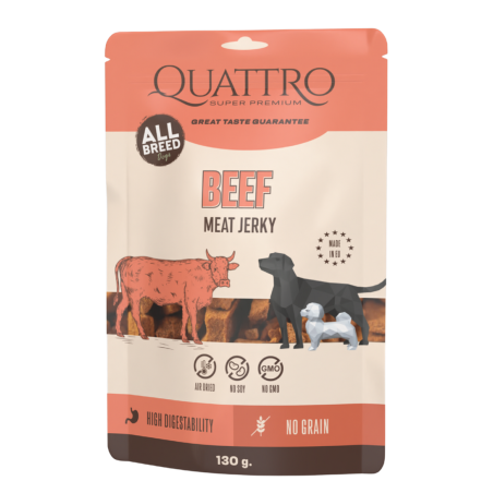 QUATTRO Adult No Grain Beef – Przysmak z wołowiną dla dorosłych psów 130 g
