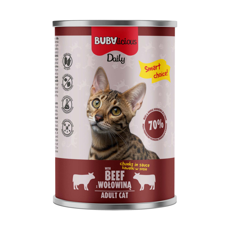 BUBAlicious Daily karma dla kota 400g z WOŁOWINĄ kawałki w sosie 8782