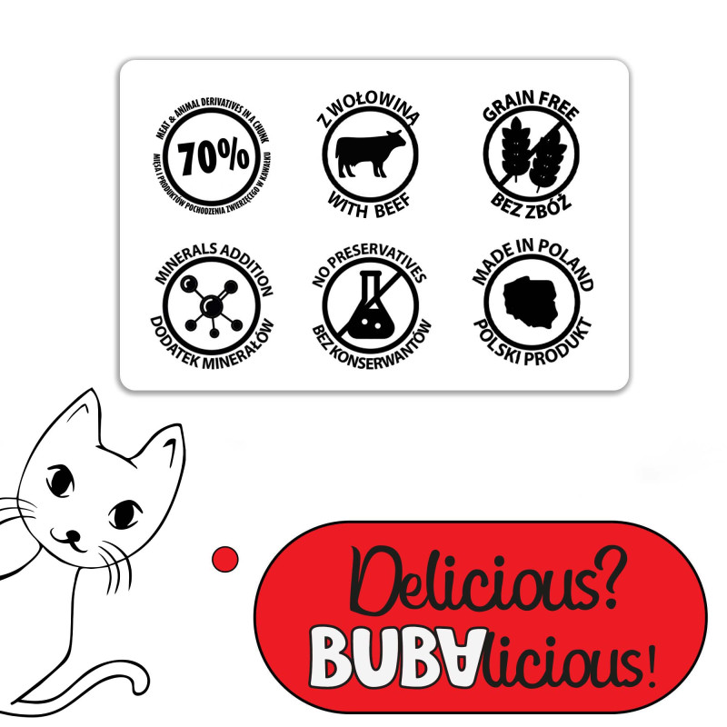 BUBAlicious Daily karma dla kota 400g z WOŁOWINĄ kawałki w sosie 8782
