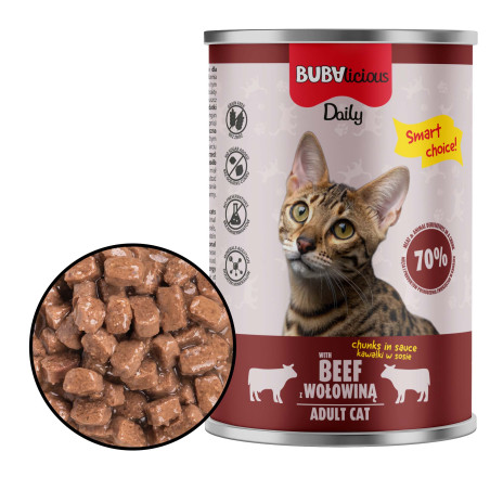 BUBAlicious Daily karma dla kota 400g z WOŁOWINĄ kawałki w sosie 8782