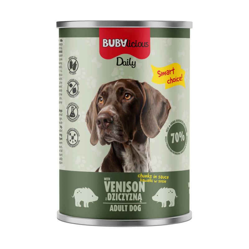 BUBAlicious Daily karma dla psa 400g z DZICZYZNĄ kawałki w sosie 3739