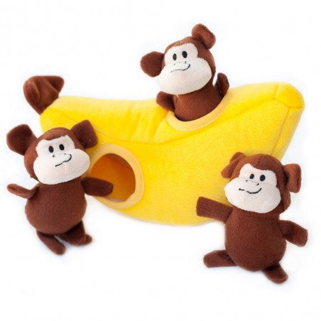 ZippyPaws pluszowa norka Banan z małpkami ZP229