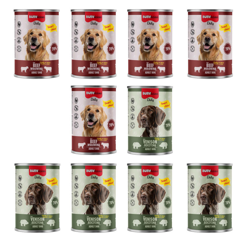 BUBAlicious Daily karma dla psa 400g MIX z DZICZYZNĄ i WOŁOWINĄ