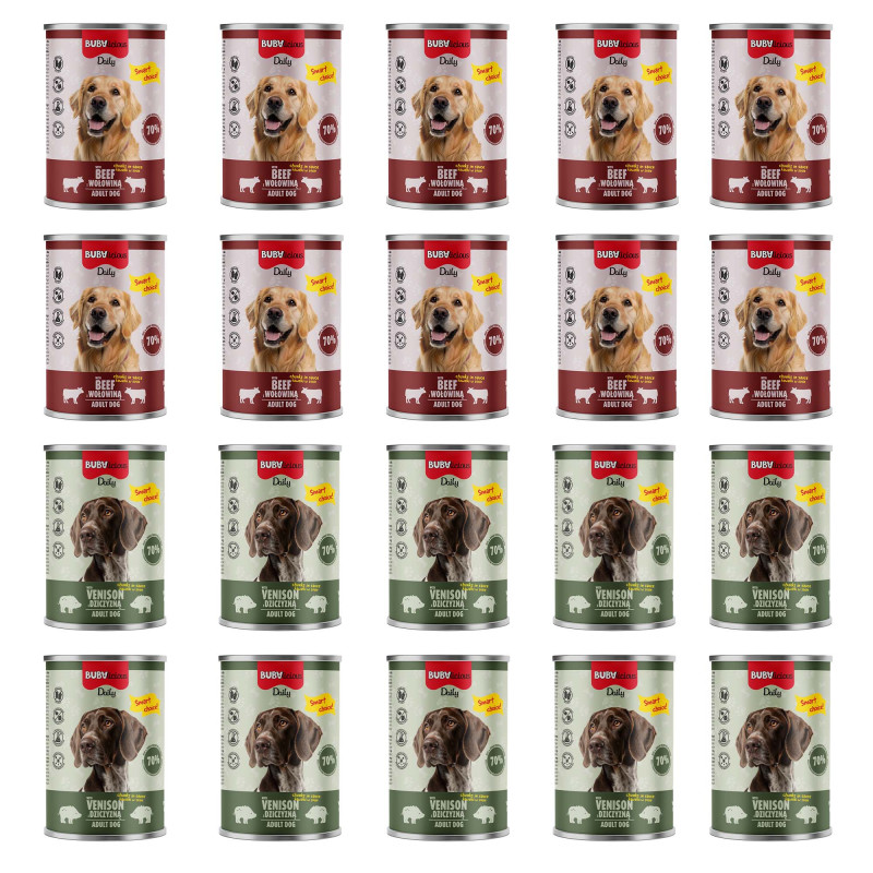 BUBAlicious Daily karma dla psa 400g MIX z DZICZYZNĄ i WOŁOWINĄ