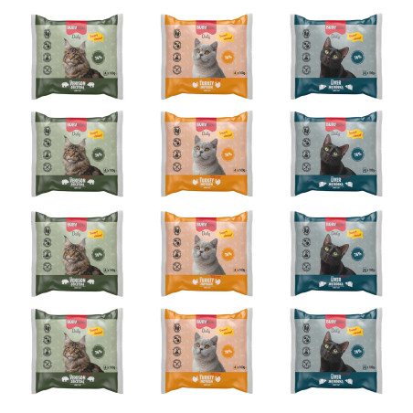 BUBAlicious Daily saszetki dla kota 100g MIX z INDYKIEM, WĄTRÓBKĄ i DZICZYZNĄ