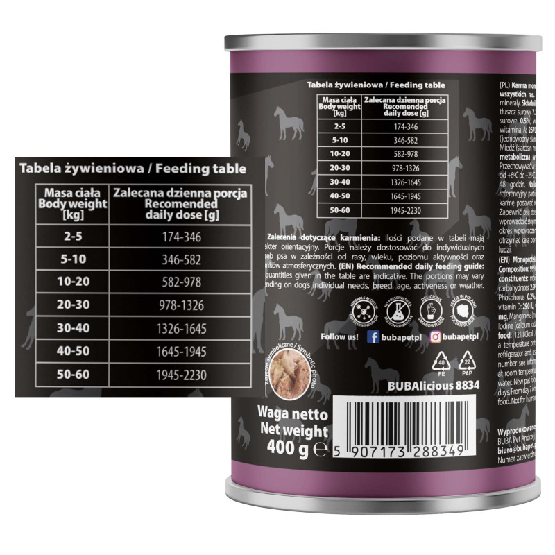 BUBAlicious More Meat mono karma dla psa Pure Line 400g KONINA 8834