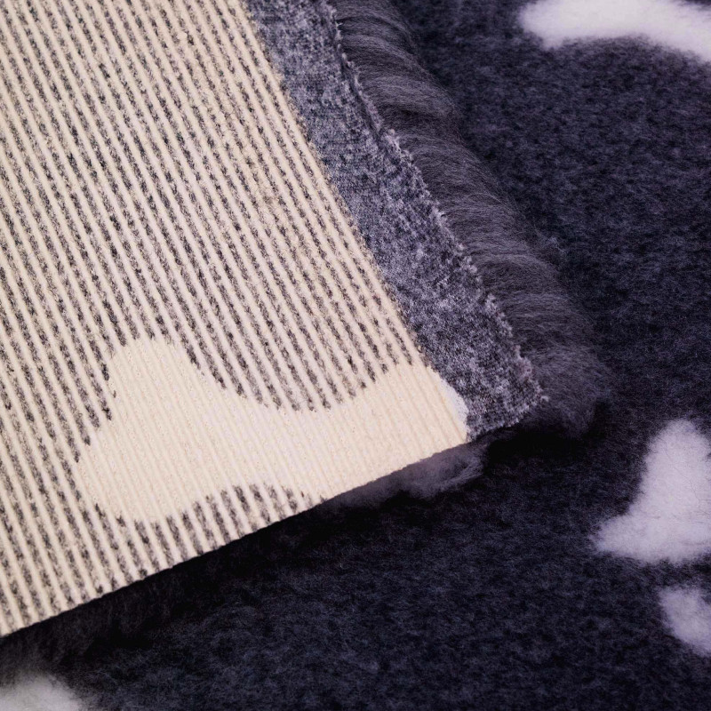 BUBA Legowisko antypoślizgowe DRY BED 28mm grafit w białe łapy i kości A288