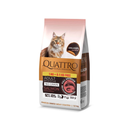QUATTRO Adult No Grain Sensitive SALMON&KRILL bezzbożowa karma dla kota 1 + 0,5 kg GRATIS