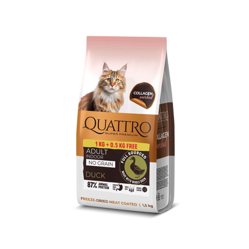 QUATTRO Adult No Grain Indoor DUCK bezzbożowa karma dla kota