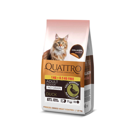 QUATTRO Adult No Grain Indoor DUCK bezzbożowa karma dla kota