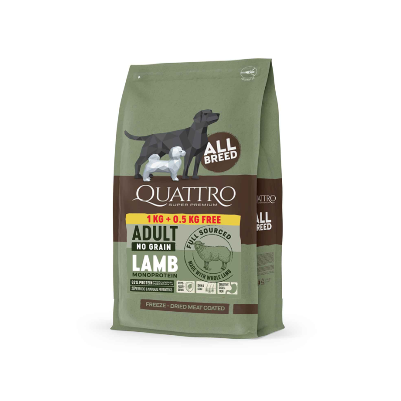 QUATTRO Adult No Grain all breed LAMB bezzbożowa karma dla psa na jagnięcinie