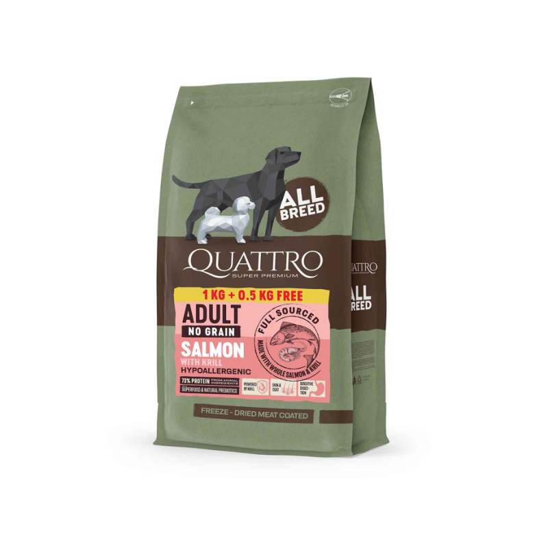 QUATTRO Adult No Grain all breed SALMON&KRILL bezzbożowa karma dla psa