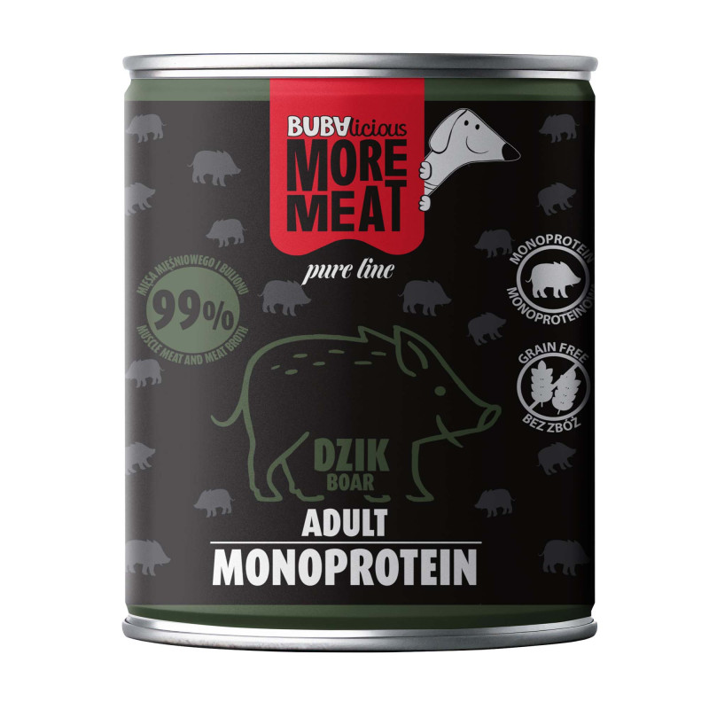 BUBAlicious More Meat mono karma dla psa Pure Line 800g DZIK 8001