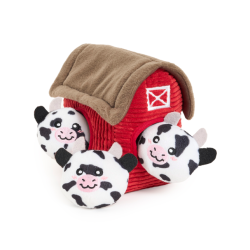 ZippyPaws pluszowa norka Stodoła z Krówkami Zabawka dla Psa ZP1183