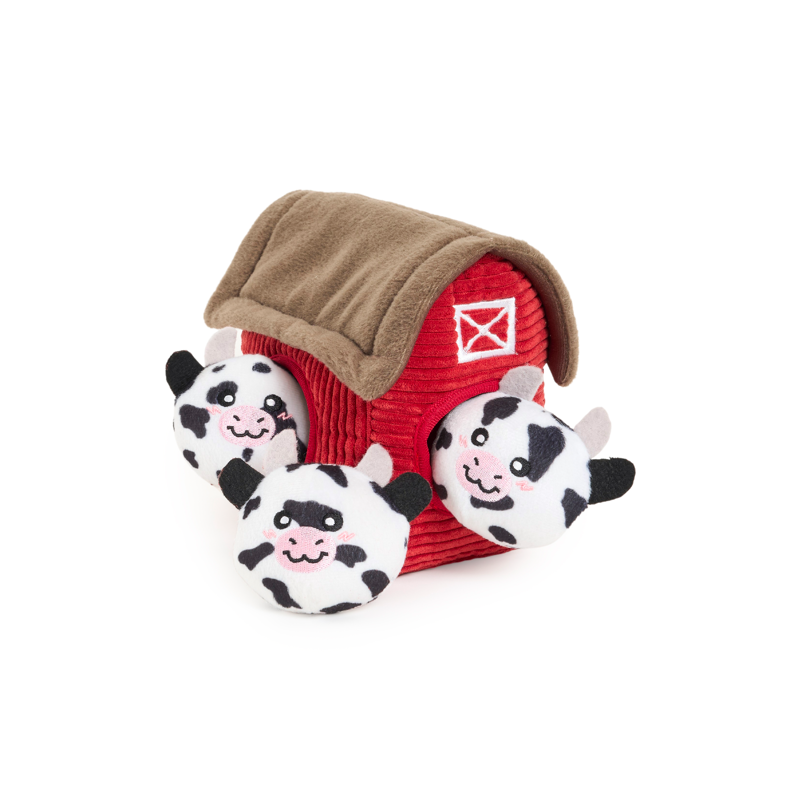 ZippyPaws pluszowa norka Stodoła z Krówkami Zabawka dla Psa ZP1183