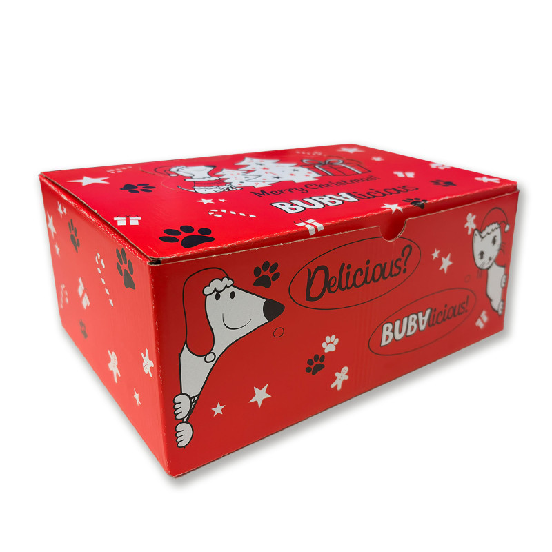 Bubalicious XMAS Baton ze skóry dorsza z łososiem i z dodatkiem żurawiny oraz rozmarynu 12cm 8110 BOX40