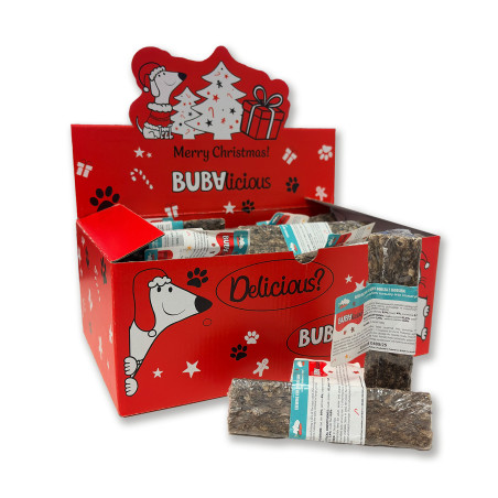 Bubalicious XMAS Baton ze skóry dorsza z łososiem i z dodatkiem żurawiny oraz rozmarynu 12cm 8110 BOX40