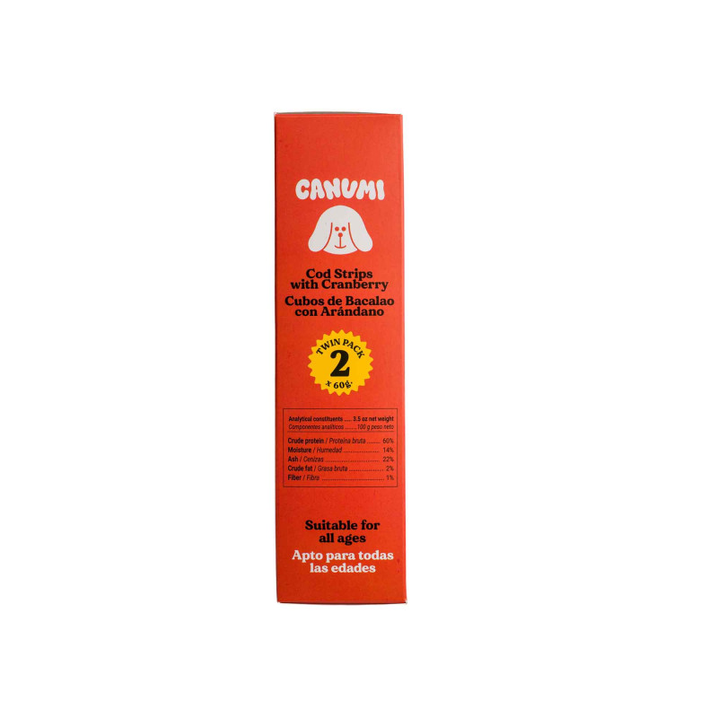 CANUMI Twin Treats – Paski Dorsza z Żurawiną przysmak dla Psa 2x70g