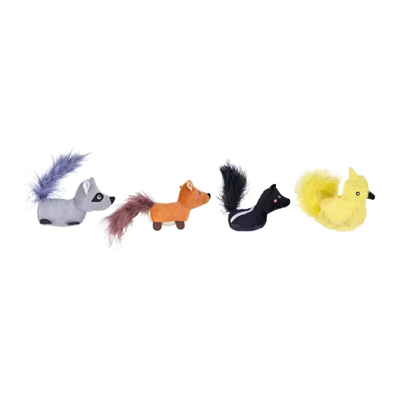 ZippyClaws Pluszowe zabawki dla kota z kocimiętką i piórkami 4-Pack ZC536