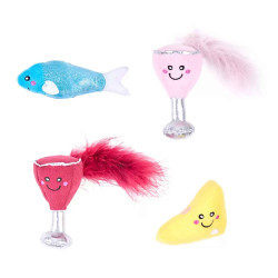 ZippyClaws Zestaw 4 pluszowych zabawek dla kota Kocia Uczta ZC537