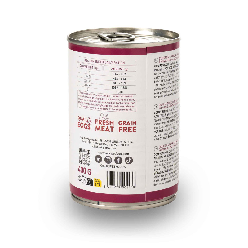 SUKI Przepiórka i kaczka – karma mokra dla psa 400 g
