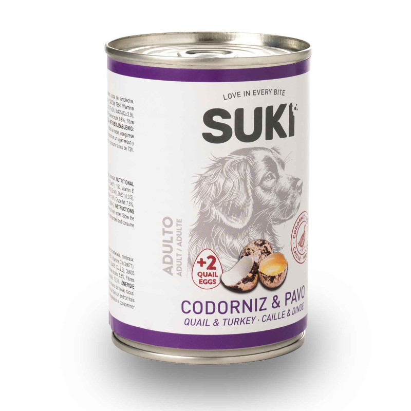 SUKI Przepiórka i łosoś – karma mokra dla psa 400 g