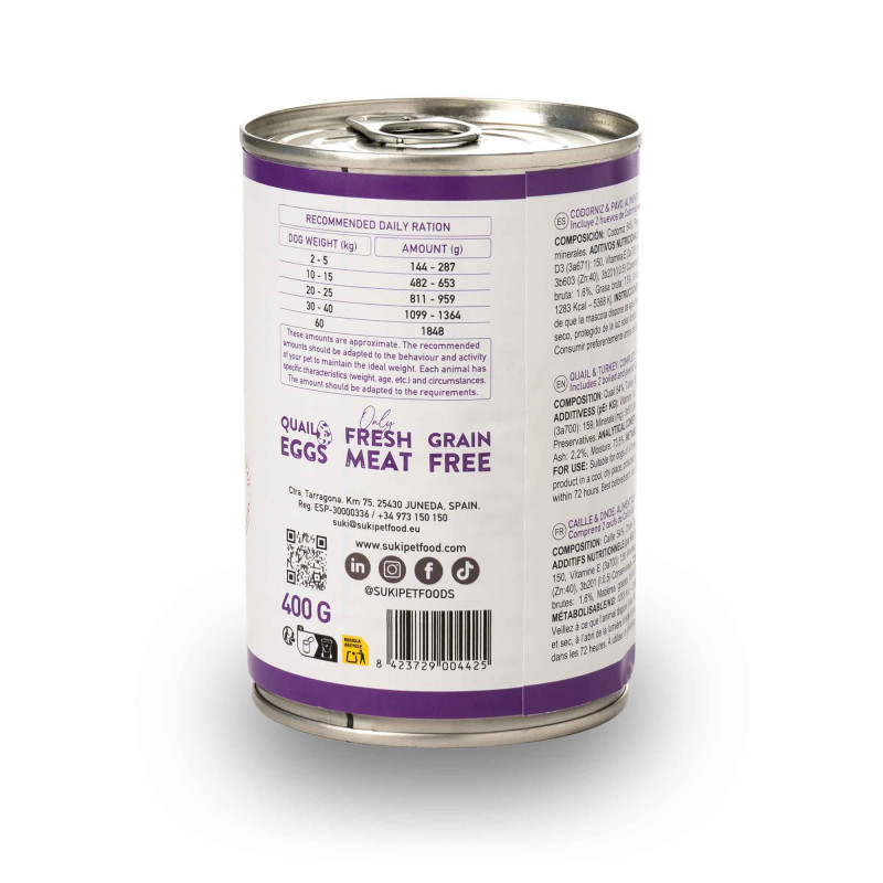 SUKI Przepiórka i łosoś – karma mokra dla psa 400 g