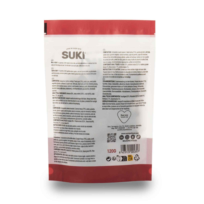SUKI Przepiórka – miękkie przysmaki dla psa 120 g