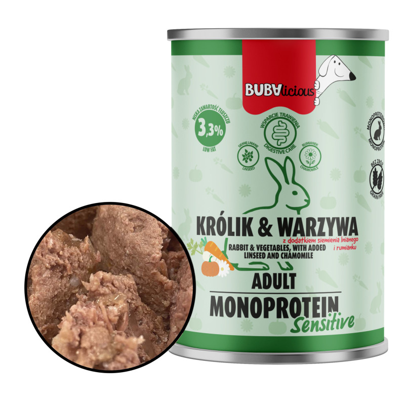 BUBAlicious mono karma dla psa SENSITIVE 400g KRÓLIK 8568