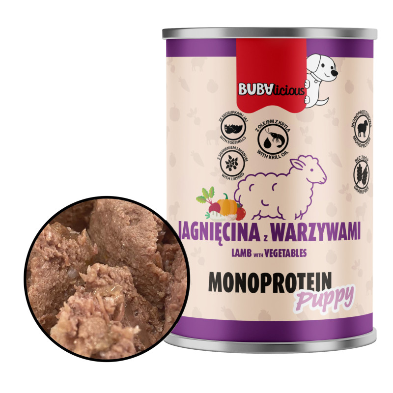 BUBAlicious mono karma dla psa 400g Puppy JAGNIĘCINA 6368