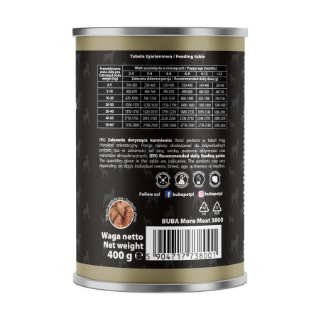 BUBAlicious More Meat mono karma dla szczeniąt Pure Line 400g PUPPY SARNA 3800