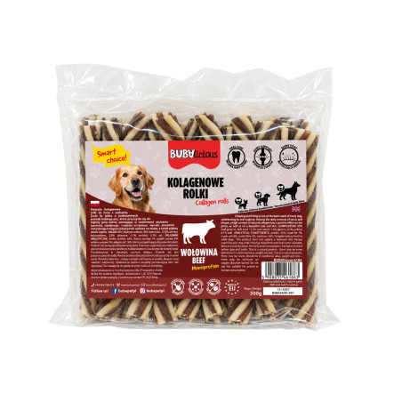 BUBAlicious kolagenowe rolki monoproteinowe dla psa WOŁOWINA 500g 6186
