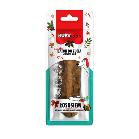 Bubalicious XMAS Baton Puppy&Senior dla psa z łososiem, z dodatkiem żurawiny i rozmarynu 8110